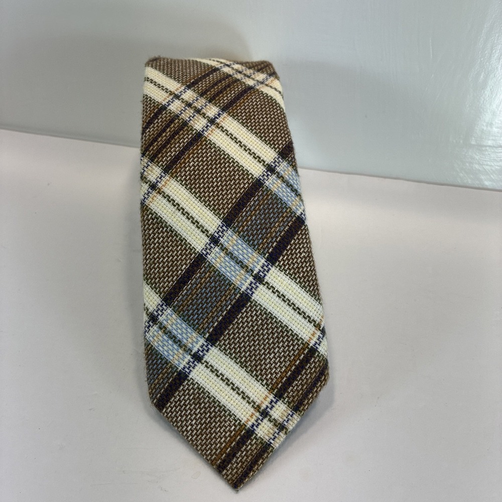 Cremieux Men's Italian Linen Blend Neck Tie Multicolor Tartan Pattern 3X64" GUC